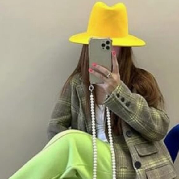 Yellow Wool Hat with Belt Buckle - Picture 3 of 5